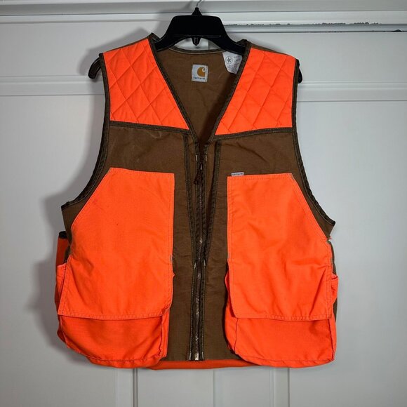 Vintage Carhartt VU250 Zip Up Duck Hunting Work Vest Large - Picture 1 of 11